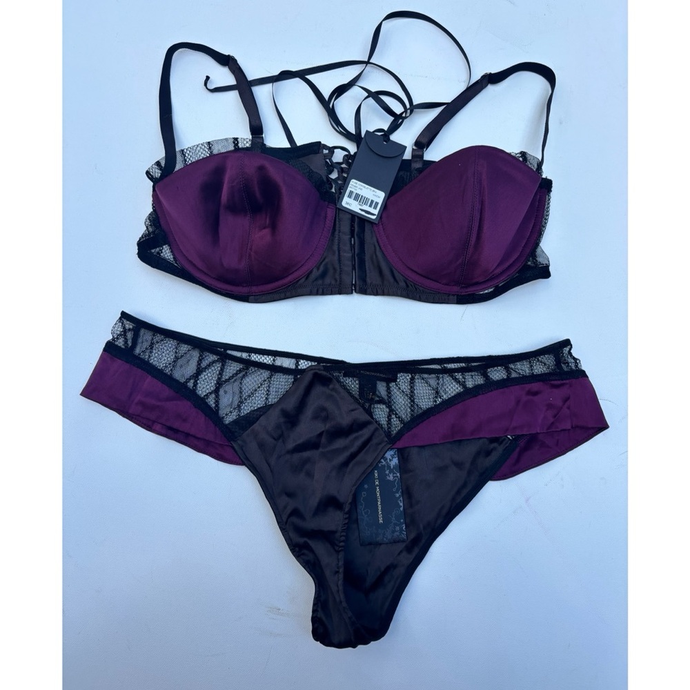 Elegant Purple and Black Lace Bra